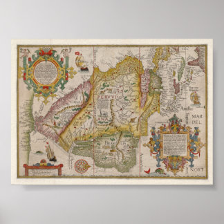 Poster Mapa renascentista do Peru e Brasil