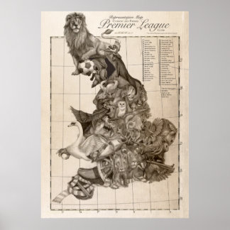 Póster Mapa representante do futebol inglês