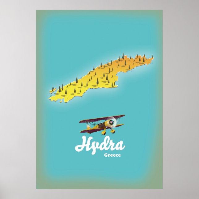 Poster Mapa retrô da Grécia Hydra (Frente)