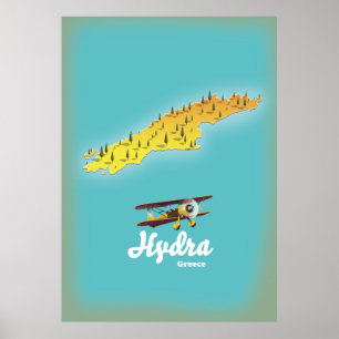 Poster Mapa retro de grécia de Hidra