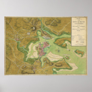 Póster Mapa Revolucionário da Guerra do Porto de Boston e
