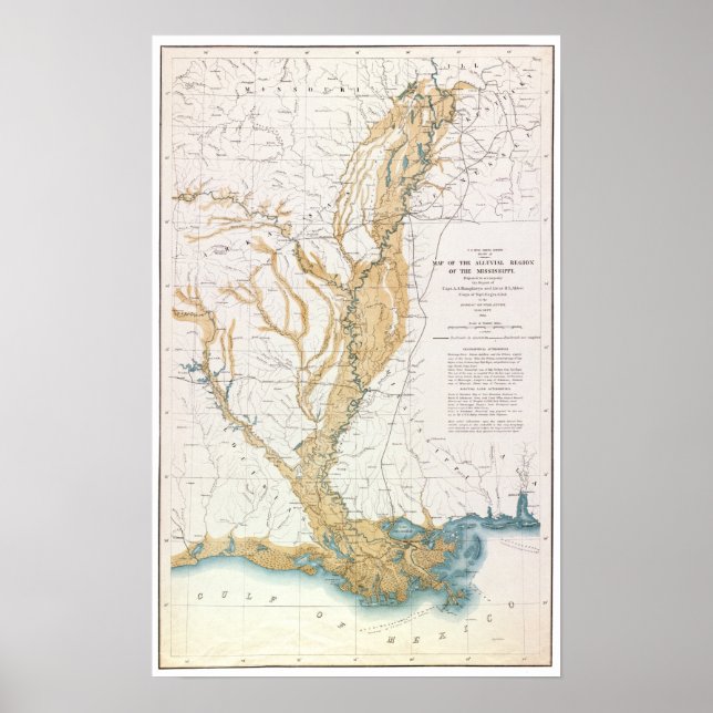 PÓSTER MAPA: RIO MISSISSIPPI, 1861 (Frente)