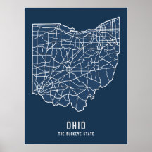 Mapa rodoviário do Estado de Ohio - Buckeye State