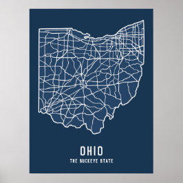Poster Mapa rodoviário do Estado de Ohio - Buckeye State 