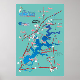 Poster Mapa rodoviário Grand Lake OK