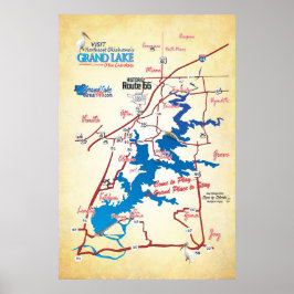 Poster Mapa rodoviário Grand Lake OK - faun