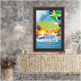 Poster Mapa Romântico das Ilhas da Lua de mel Jamaica