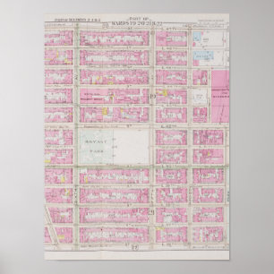 Poster Mapa rosa com Bryant Park