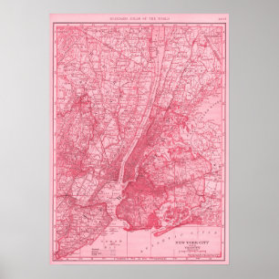 Poster Mapa rosa do Nova Iorque