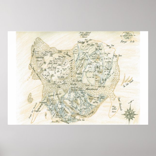 Póster Mapa rotulado de Trino (Frente)