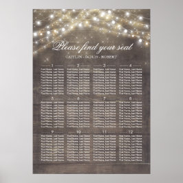 Póster Mapa Rustic Country String Luzes De Casamento