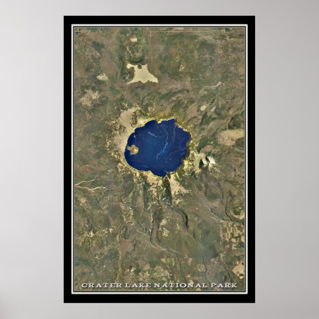 Poster Mapa Satélite do Parque Nacional do Crater Lake (Frente)