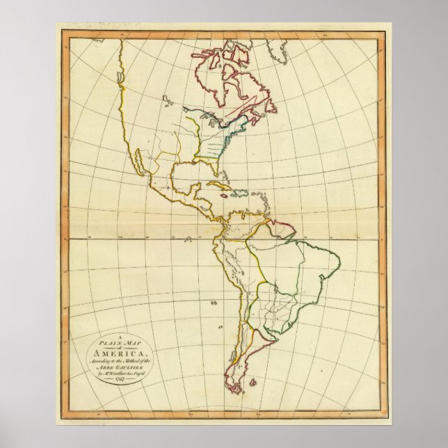 Póster Mapa simples América (Frente)