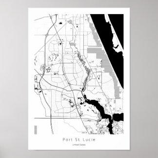 Poster Mapa Simples Moderno da Rua Lucie Florida