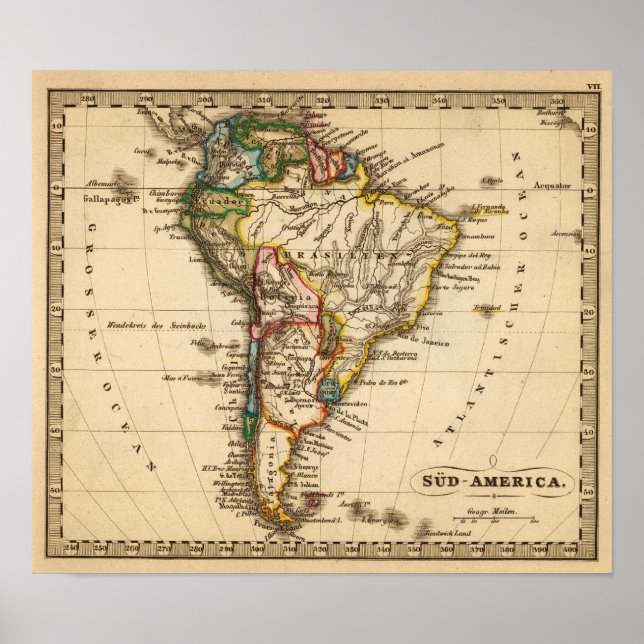 Poster Mapa Sul-Americano (Frente)