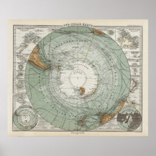 Póster Mapa sul da região polar