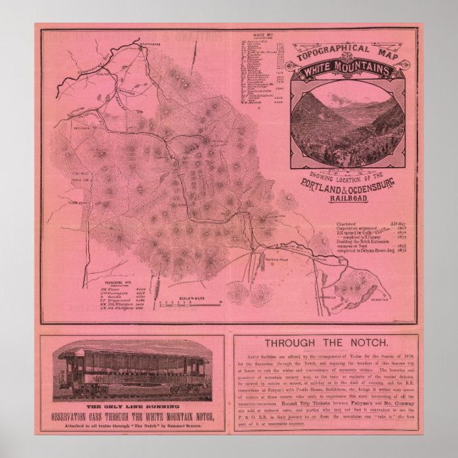 Póster Mapa superior das Montanhas Brancas (Frente)