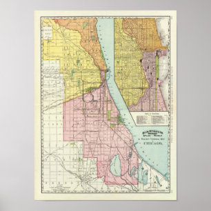 Póster Mapa terminal Railway de Chicago