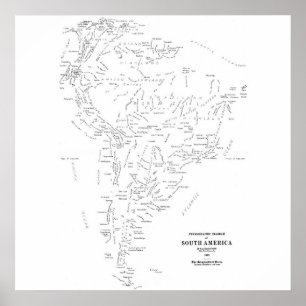 Póster Mapa tipográfico da América do Sul