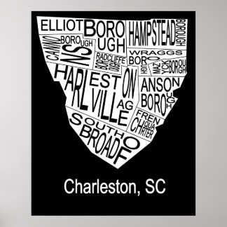 Poster Mapa tipográfico de Charleston