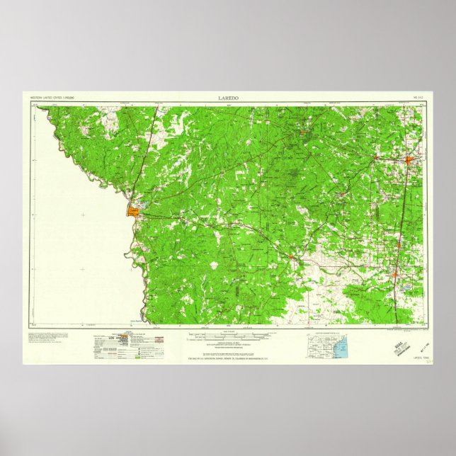 Poster Mapa Topo Do Sul Do Texas Com Laredo (Frente)