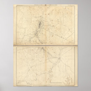 Poster Mapa topográfico da região da mineração de Was