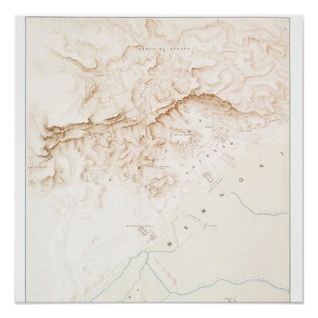 Póster Mapa topográfico das ruínas de Tebas Poster (Frente)