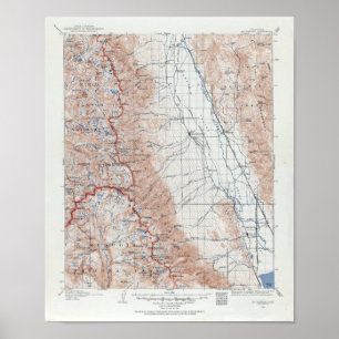 Poster Mapa topográfico de Mount Whitney Califórnia do