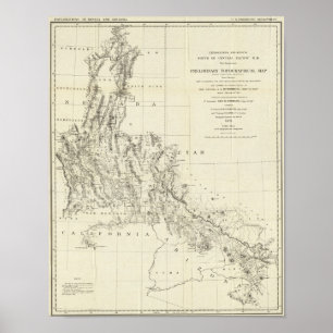 Póster Mapa topográfico de Nevada e de arizona