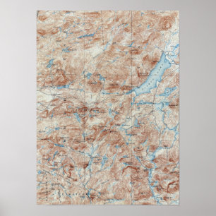 Poster Mapa topográfico de New York do lago Piseco do
