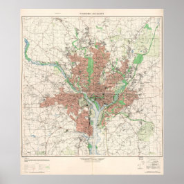 Poster Mapa Topográfico de Washington, D.C. 1953