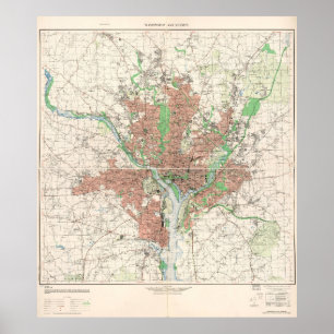 Poster Mapa Topográfico de Washington, D.C. 1953