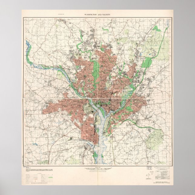 Poster Mapa Topográfico de Washington, D.C. 1953 (Frente)