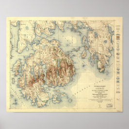 Póster Mapa Topográfico do Acadia National Park 1931