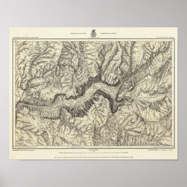 Poster Mapa Topográfico do Vale Yosemite (Frente)