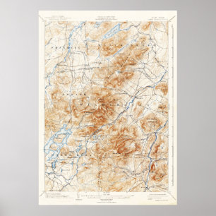 Póster Mapa Topográfico do Vintage Lake Plácido Nova Iorq