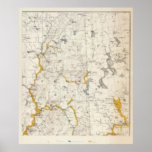 Poster Mapa topográfico e Glacial de New Hampshire 3
