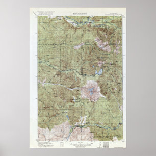 Póster Mapa topográfico Mount Saint Helens do vintage