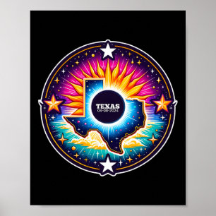 Poster Mapa Total do Eclipse Solar 8 de abril de 2024
