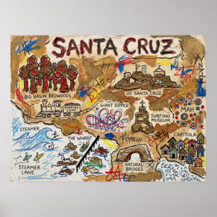 Poster Mapa Turístico Detalhado de Santa Cruz – Marco Cos