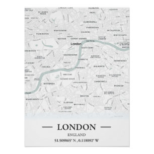 Póster Mapa urbano clássico de Londres, Inglaterra