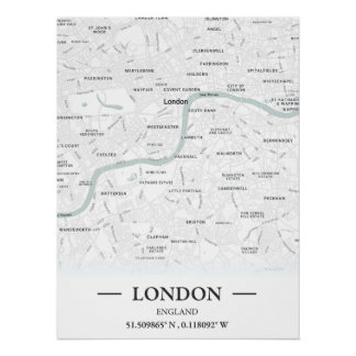 Póster Mapa urbano clássico de Londres, Inglaterra