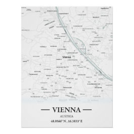 Póster Mapa urbano clássico de Viena, Áustria