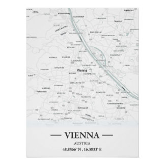 Póster Mapa urbano clássico de Viena, Áustria