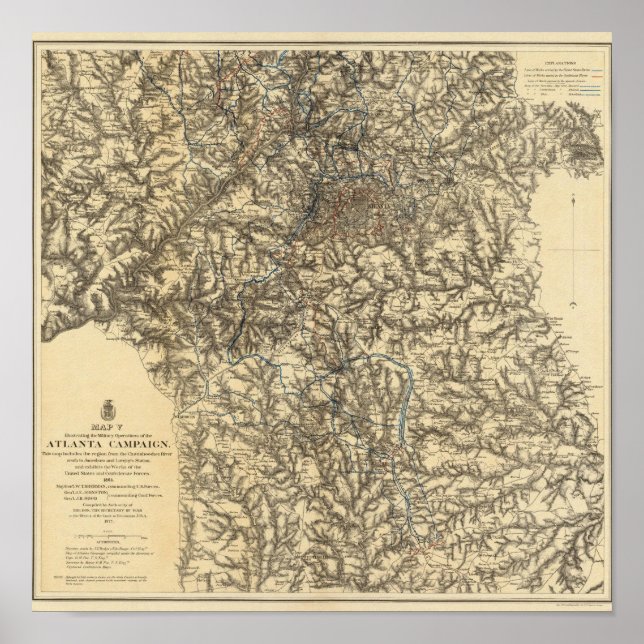 Póster Mapa V que ilustra as Operações Militares (Frente)