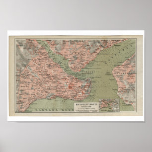 Póster Mapa velho de Constantinople