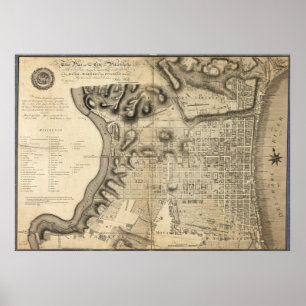 Poster Mapa velho de Philadelphfia Pensilvânia desde 179
