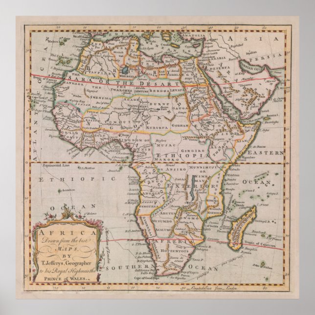 Poster Mapa Vintage Africa (1770) - Vintage African Conti (Frente)