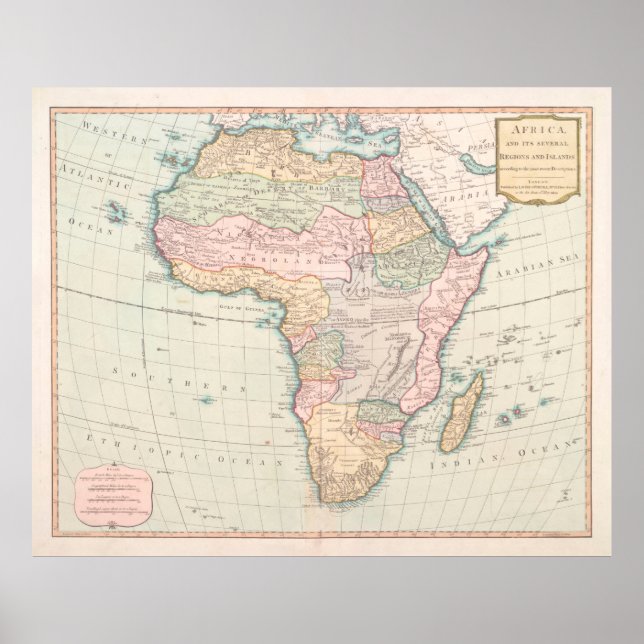 Poster Mapa Vintage Africa (1800) - Vintage African Conti (Frente)