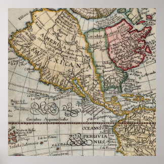 Poster Mapa Vintage da América Mexicana 